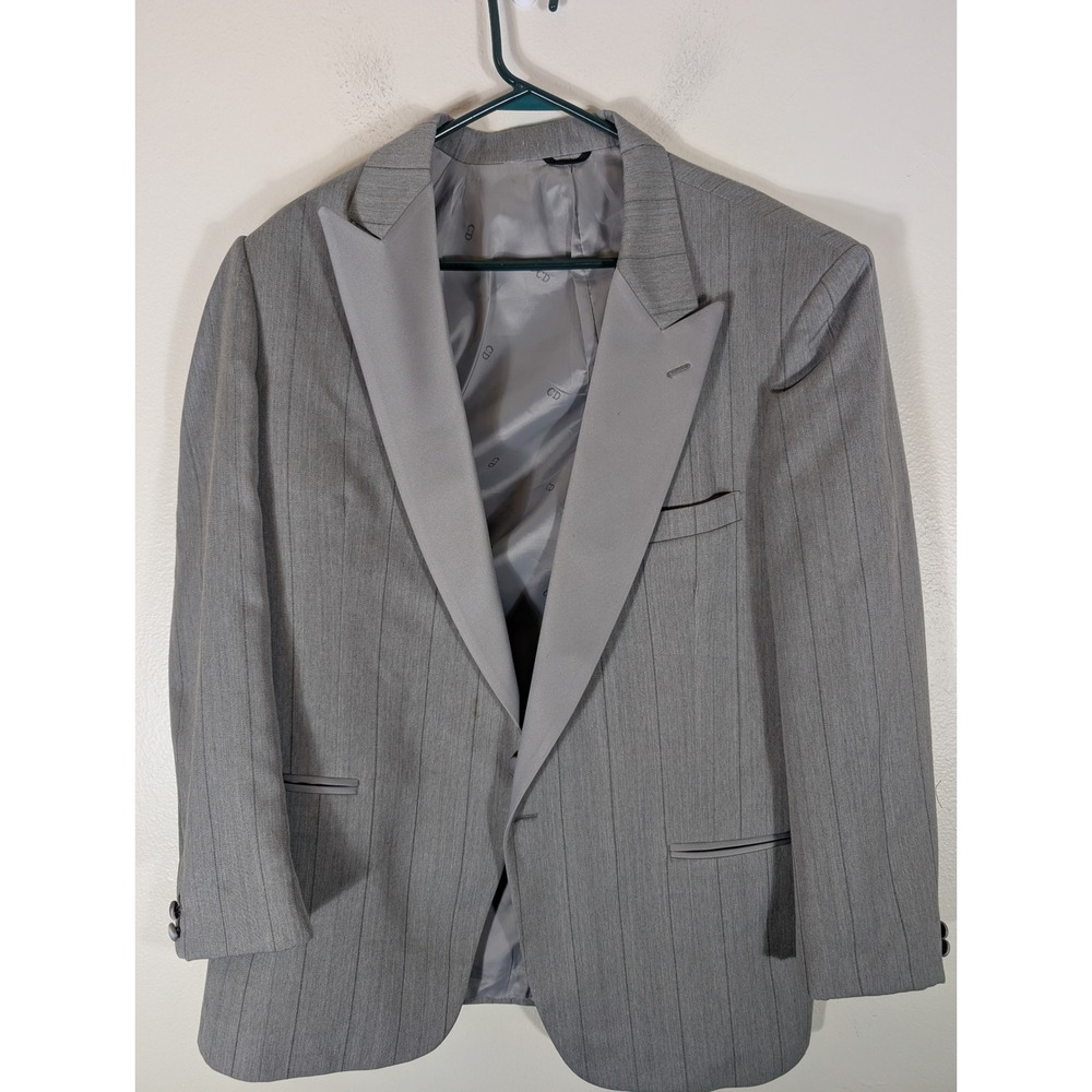 Christian Dior Monsieur 44L Gray Pinstripe Peak Lapel Two Button Blazer Jacket